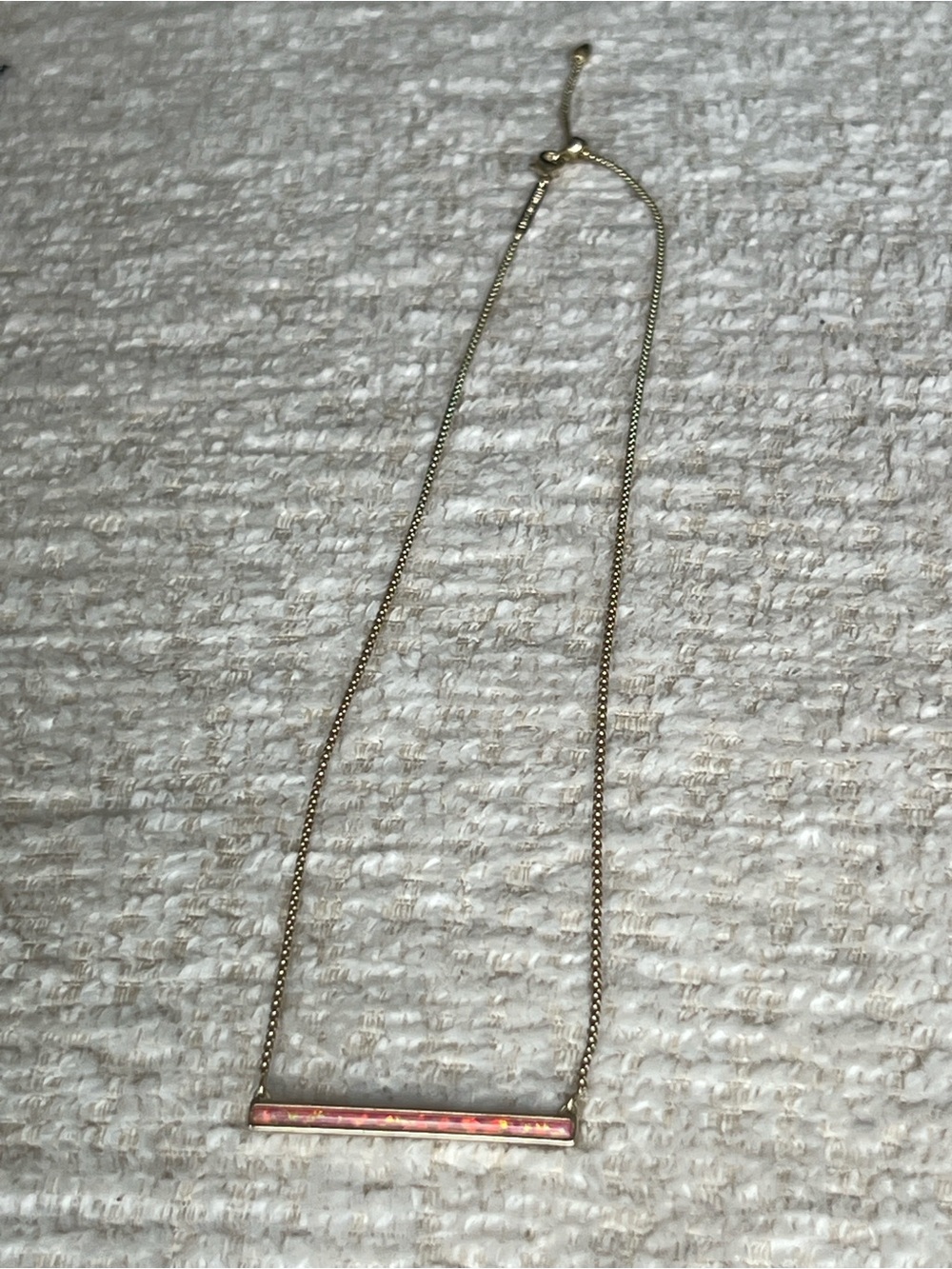 Kendra Scott Gold Bar Necklace with Pink Opal